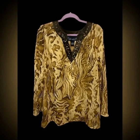 Susan Graver Sheer Blouse NWOT Large - Picture 1 of 9
